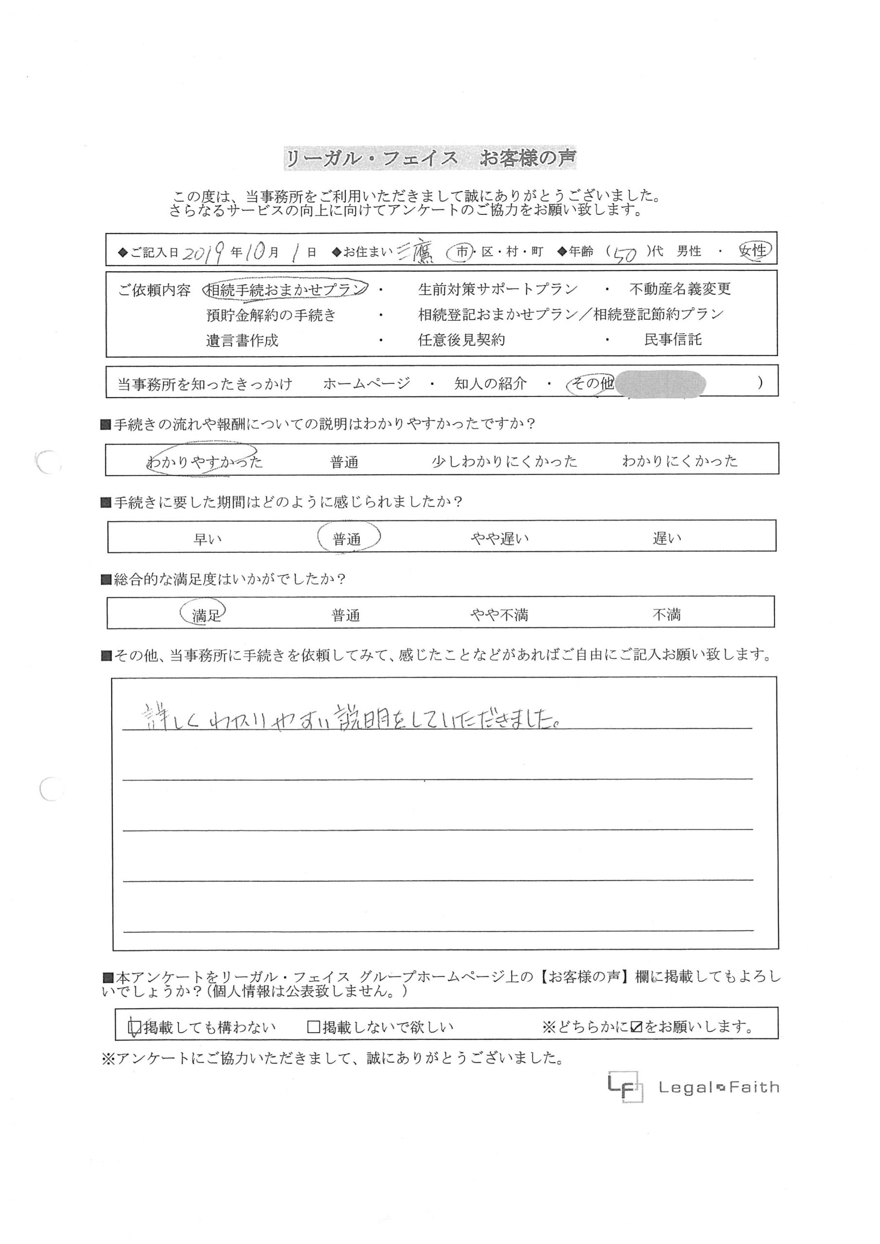 三鷹市　50代女性